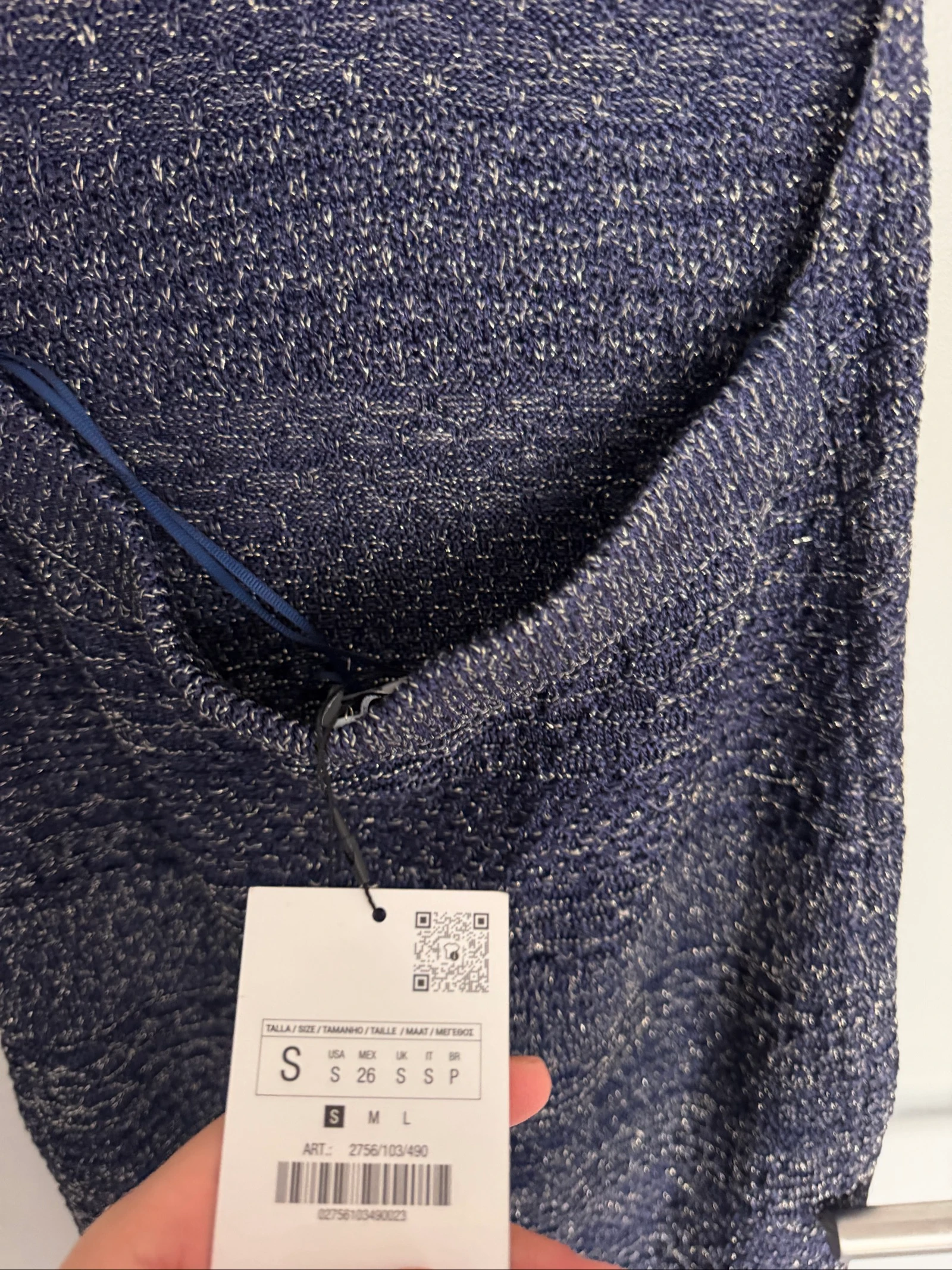 Vestido Zara desconchado azul marino brillante – Talla S – Nuevo – photo 5